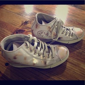 White and Gold Hightop Wedge Converse!
